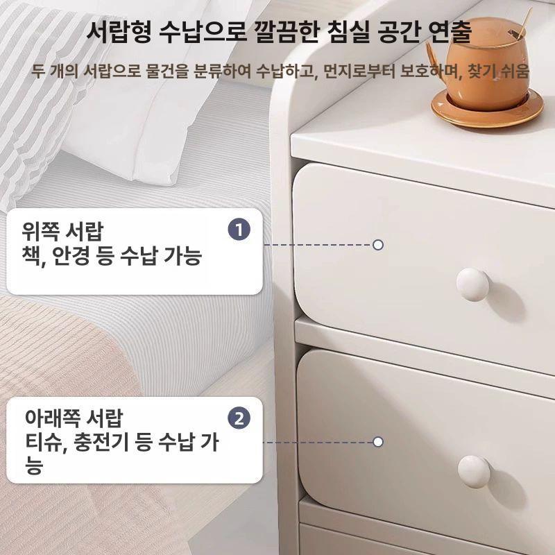 침대 미니 협탁 캐비넷 옆선반 선반 프릴 침실 서랍 침대옆협탁 미니협탁 침대협탁 삼추 따뜻한 화이트 30x32x64cm - 상세 이미지 4