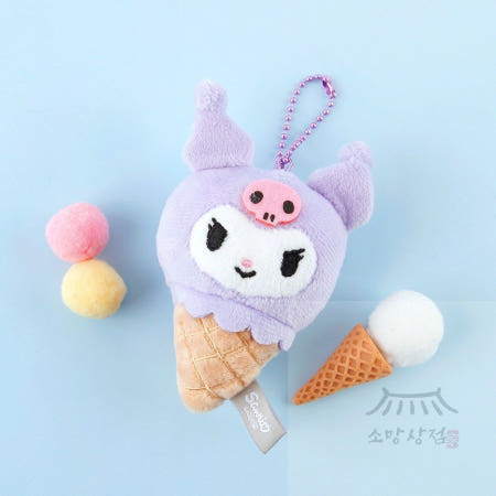 산리오 쿠로미 아이스크림 가방고리 8cm 참장식 키링선물 가방꾸미기 인형키링