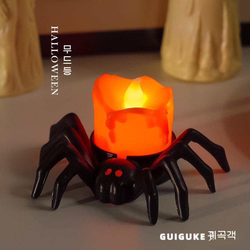 할로윈 전자 촛불 캔들 호박 할로윈데이 랜턴 장식 LED 빛나는 장식품 야간 조명 촛대 - 상세 이미지 3