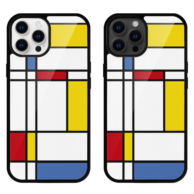 몬드리안 추상화 그림 글라스 범퍼 케이스 - 상품 이미지