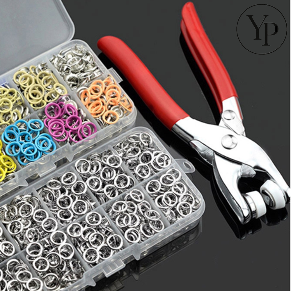 똑딱이 단추 펀칭기 세트 레인보우 컬러 수선 셀프 의류 옷 리폼 도구