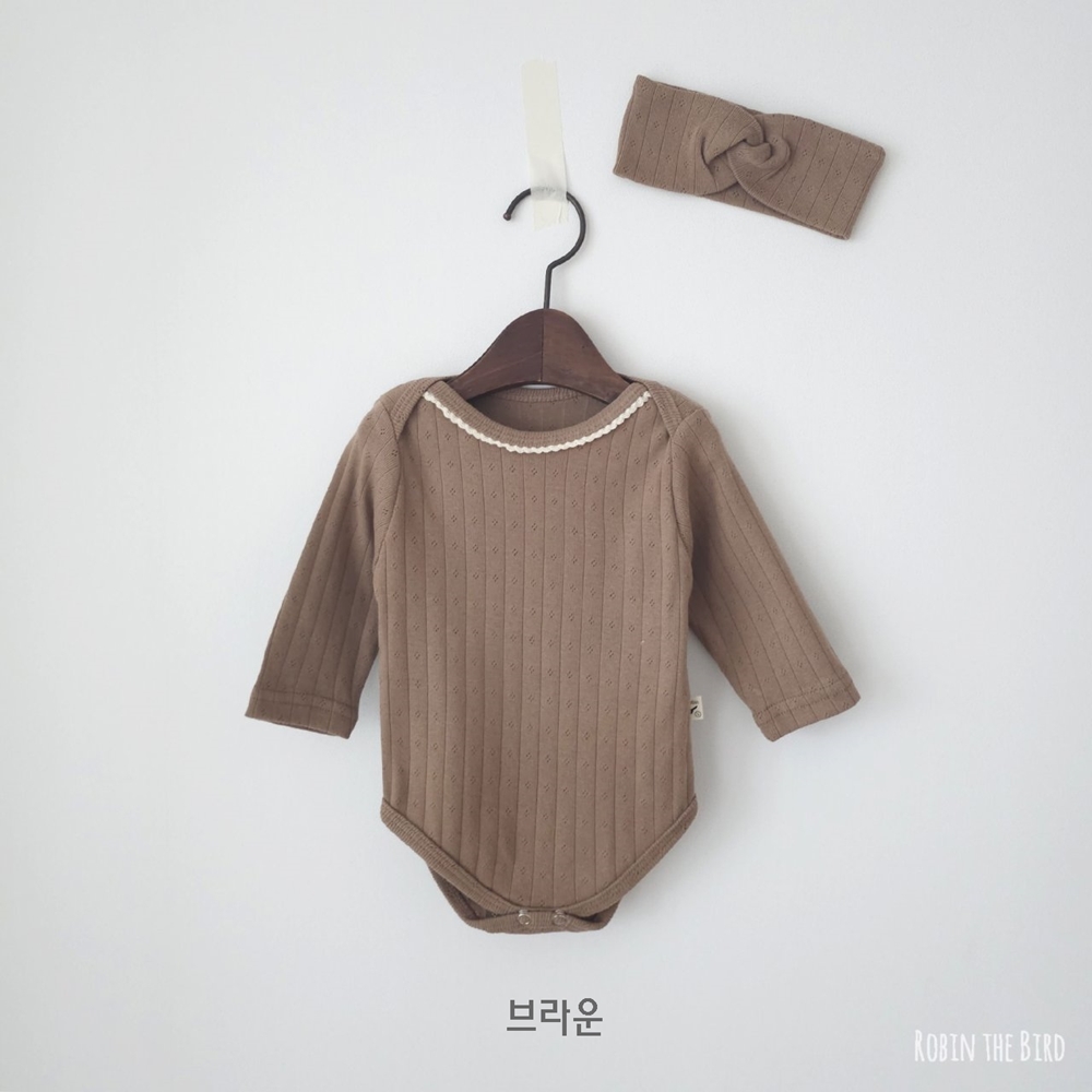 가을 아기옷 유아 포근한 순면 촉감 좋은 엘라 레이스 긴팔 바디슈트 어깨 트임 6개월 돌 - 상세 이미지 5
