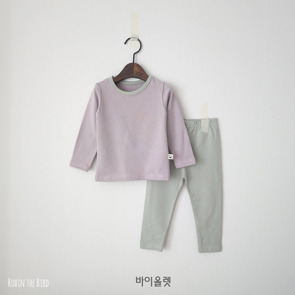 가을 아기 유아 아동 투톤 모달 실내복 긴팔 40수 면 스판 쫀쫀한 내의 내복 - 상세 이미지 5