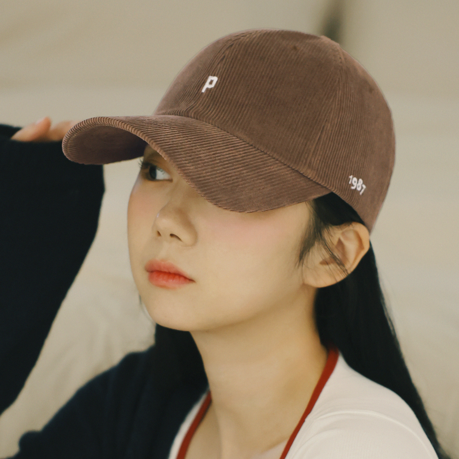 국내생산 알파벳 자수 골덴 볼캡 남자 야구모자 여자 가을 겨울 코듀로이 캡모자 - 상세 이미지 2