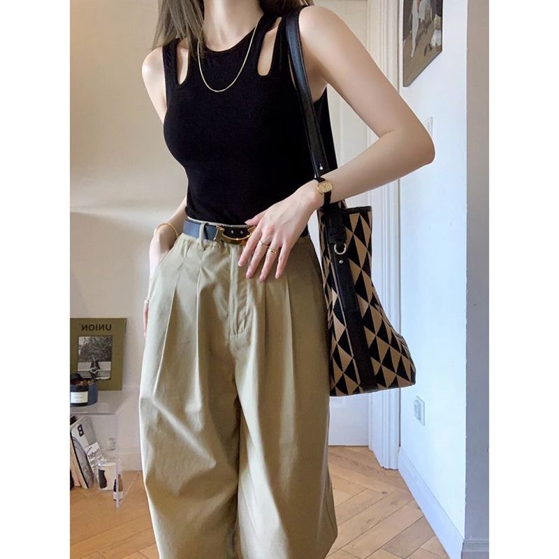 블랙 어깨 트임 여름옷 티셔츠원피스 민소매 오프숄더 블랙 L 40~60kg - 상세 이미지 2