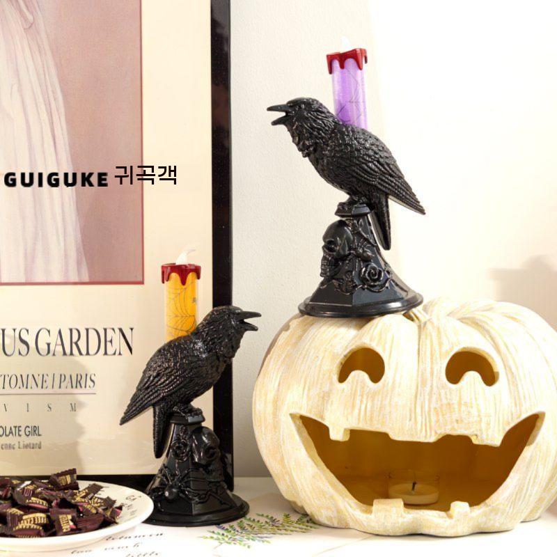 할로윈 전자 촛불 캔들 호박 할로윈데이 랜턴 장식 LED 빛나는 장식품 야간 조명 촛대 - 상세 이미지 4