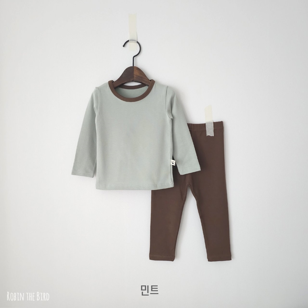 가을 아기 유아 아동 투톤 모달 실내복 긴팔 40수 면 스판 쫀쫀한 내의 내복 - 상세 이미지 4