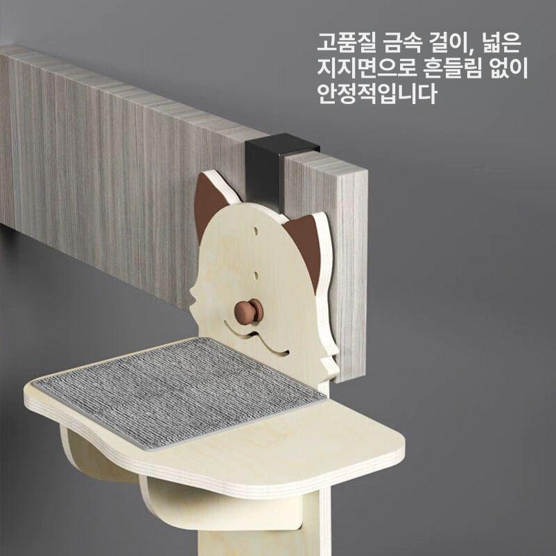 문걸이 캣타워 원룸 캣워커 계단 스크레쳐 캣폴 캣트리 사다리 수직 스크래쳐 M50-다층 실목 고양이 머리 15mm - 상세 이미지 4