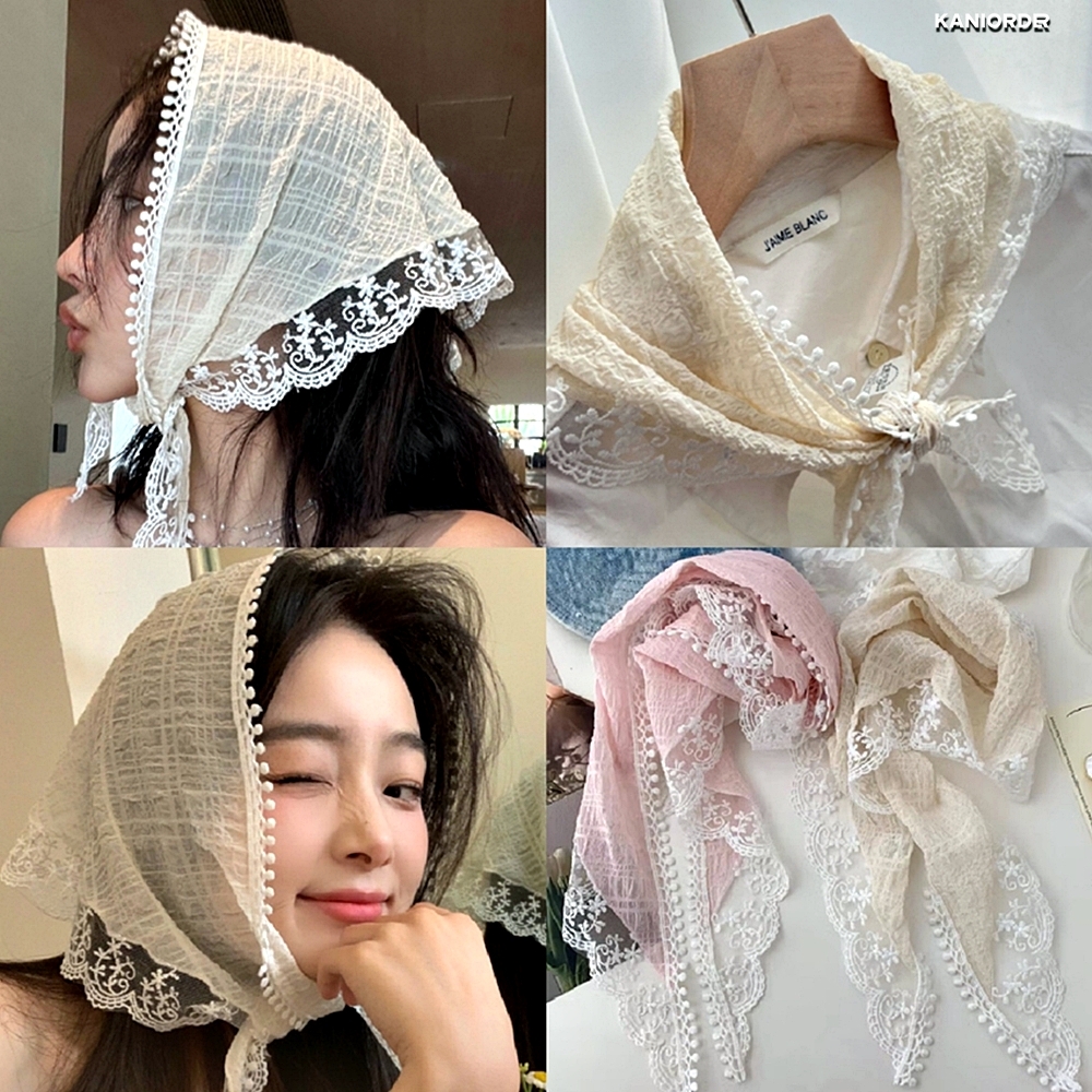 레이스 스카프 쁘띠 여자 예쁜 패션잡화 여름 가을 패션 여성 코디 - 상품 이미지