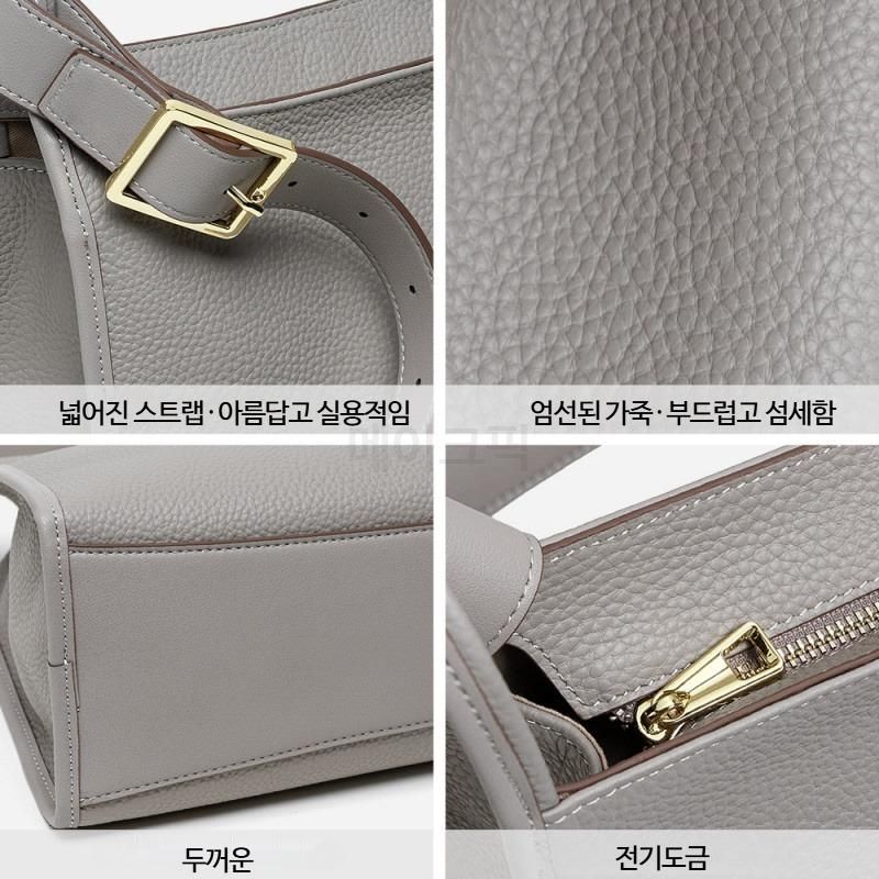 여성 대용량 소가죽 숄더백 심플한 디자인 데일리로 좋은 가벼운 가방 다양한 활용도 편안한 착용감 - 상세 이미지 4