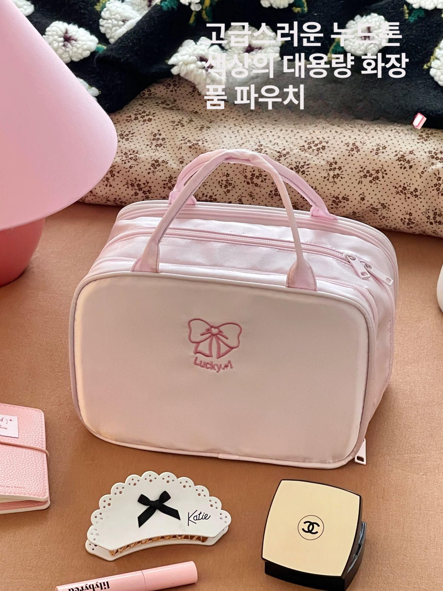 화장품 파우치 가방 여성 휴대용 외출 대용량 소품 칸막이 수납 세면도구 - 상세 이미지 4