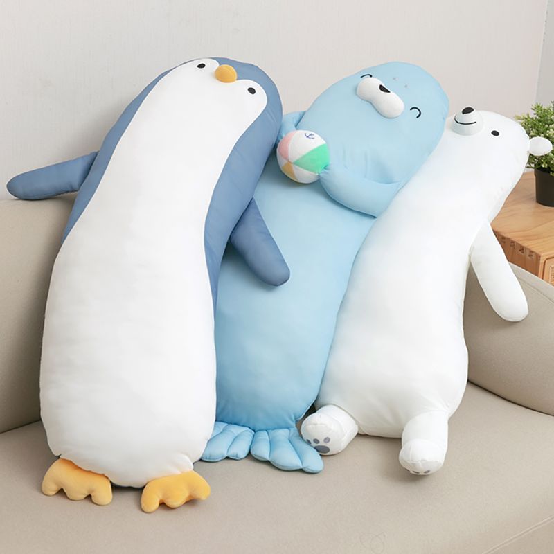 냉감 바디필로우 펭귄 대형 롱쿠션 숙면 북극 쿨링 사탕 화이트베어 75cmx35cmx18cm - 상품 이미지