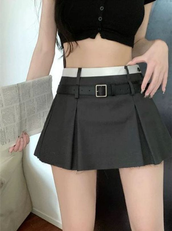 초미니 스커트 바디 연주복 트임 기상캐스터 똥꼬치마 전문 섹시룩 여캠 공연 백리스 파티룩 그레이 벨트리스 로엣지 싱글 스커트 XS - 상품 이미지