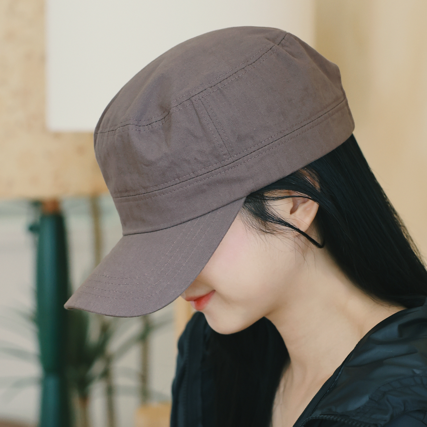 국내생산 빅사이즈 밀리터리 코튼 군모 남자 큰머리 대두모자 여성 빈티지 스타일 군인모자 - 상세 이미지 2