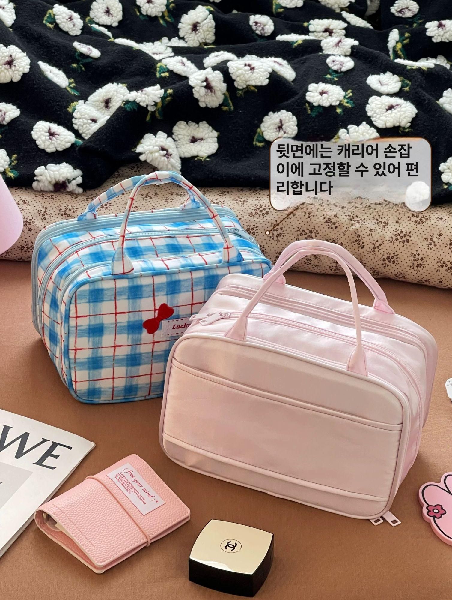 화장품 파우치 가방 여성 휴대용 외출 대용량 소품 칸막이 수납 세면도구 - 상세 이미지 5