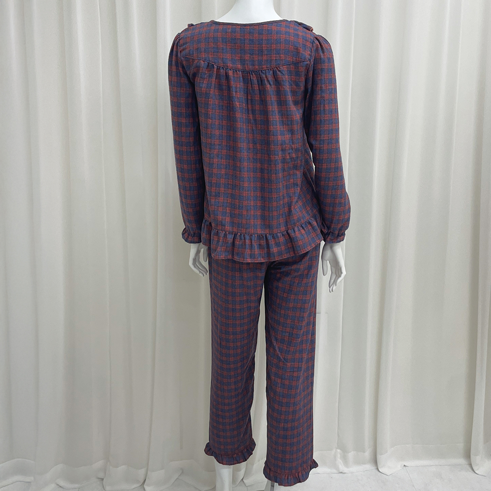 수 비비안 면 기모 체크 커플잠옷 수면잠옷 - 상세 이미지 5