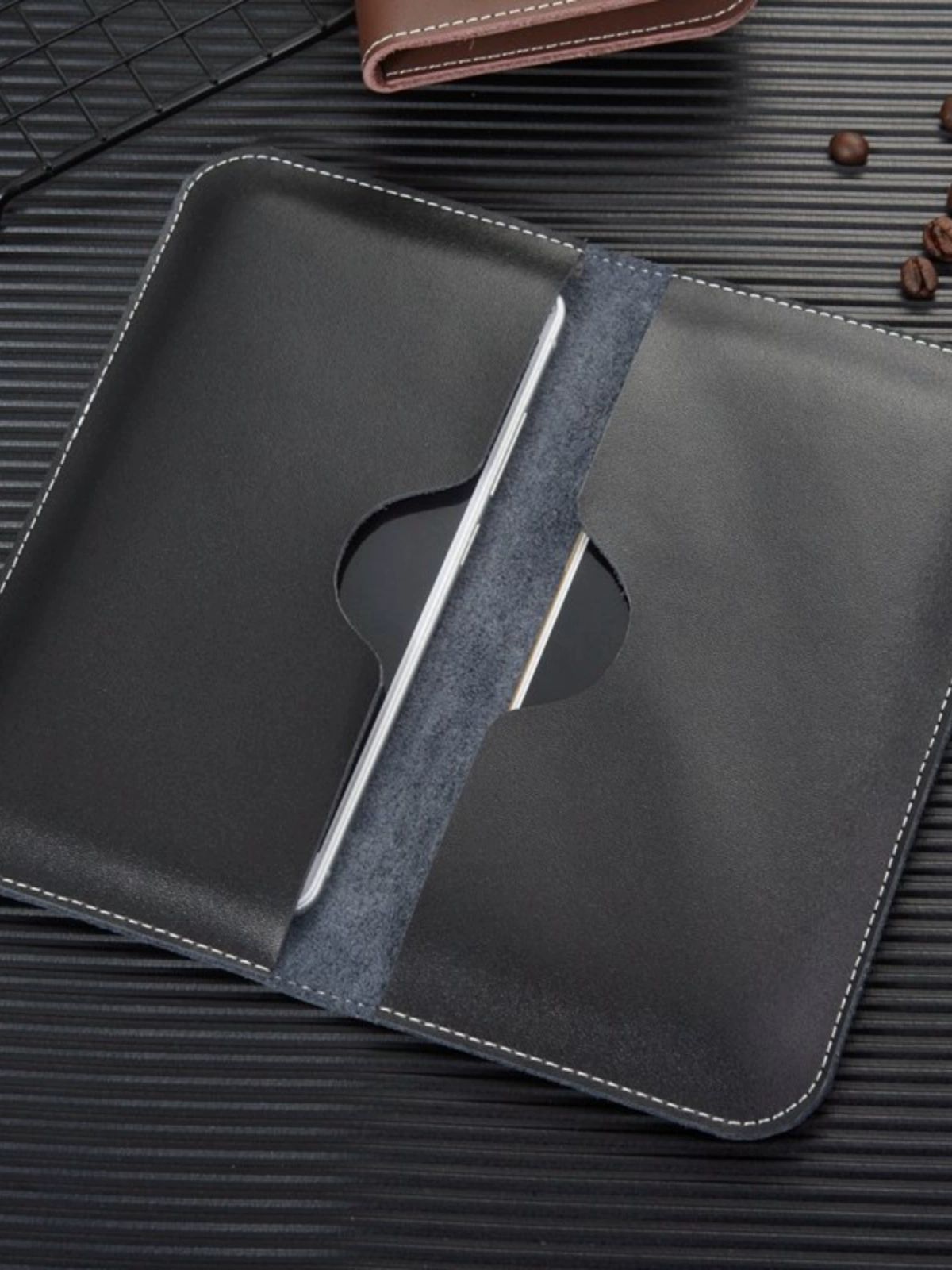 휴대폰 케이스 스마트폰 보호 덮개 가죽 고급스런 핸드폰 블랙 대형 핸드폰 길이 16-17 - 상세 이미지 4