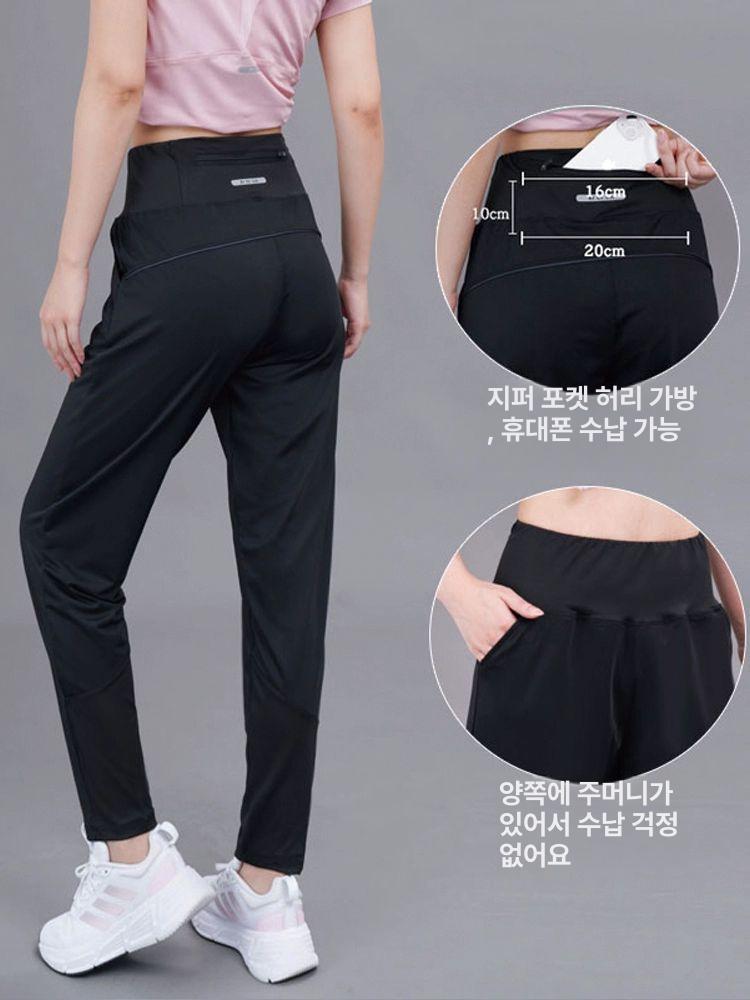 피트니스 캐주얼 바지 러닝 체육관 트레이닝복 휘트니스 팬츠 여성 기능성 신축성 진그레이 봄여름 착용 가능 얇은 버전 M 45.0-50.0kg - 상세 이미지 4