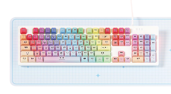 시이닷 와글바글 유선 LED 기계식 화이트 키보드 - 키캡 - windows용 - 메인 이미지