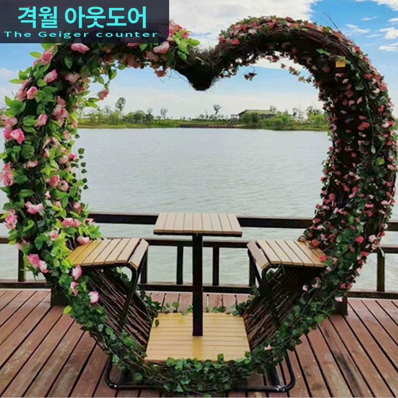 야외 포토존 벤치 등받이 루프탑 새둥지 조형물 엔틱 카페 베란다 대기 펜션 테라스 1 인터넷 연예인 꽃이 있는 새 둥지 - 상세 이미지 2