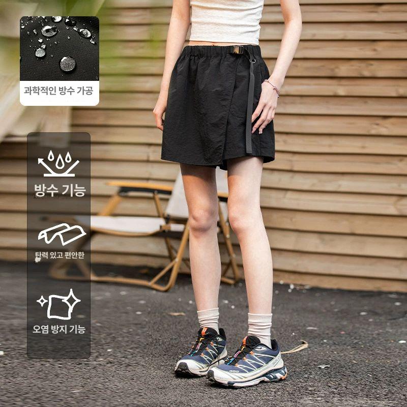 치마바지 자외선차단 여름 반바지 버클 방수 팬츠 카키 M 추천 40.0-52.5kg - 상세 이미지 3