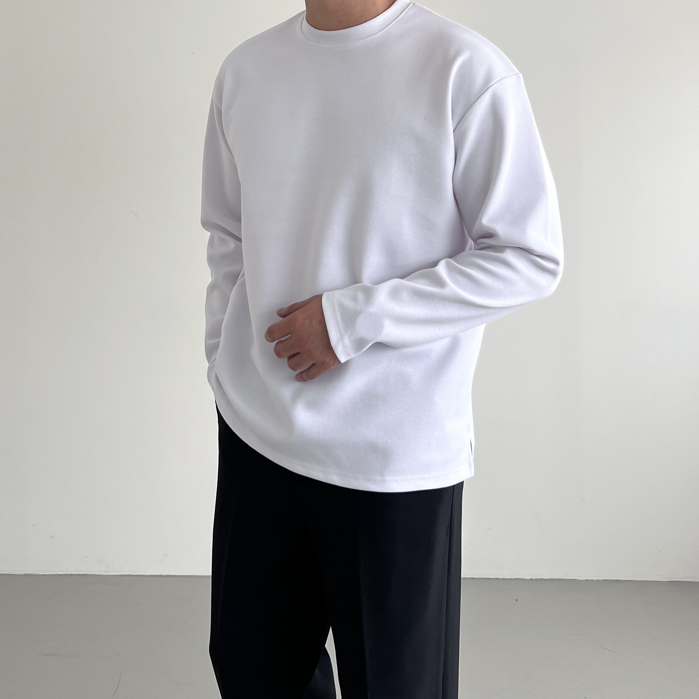 1+1 흰색면티 남자레이어드티 두꺼운티셔츠 - 상세 이미지 3