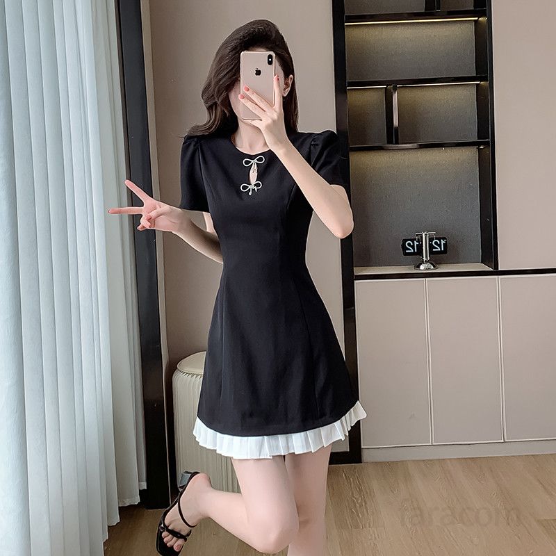 레드 셀러브리티 스타일 슬림 미니드레스 파티룩 여름 결혼식 피로연 드레스 시원한 착용감 매력적인 디자인 데일리 원피스 - 상세 이미지 3