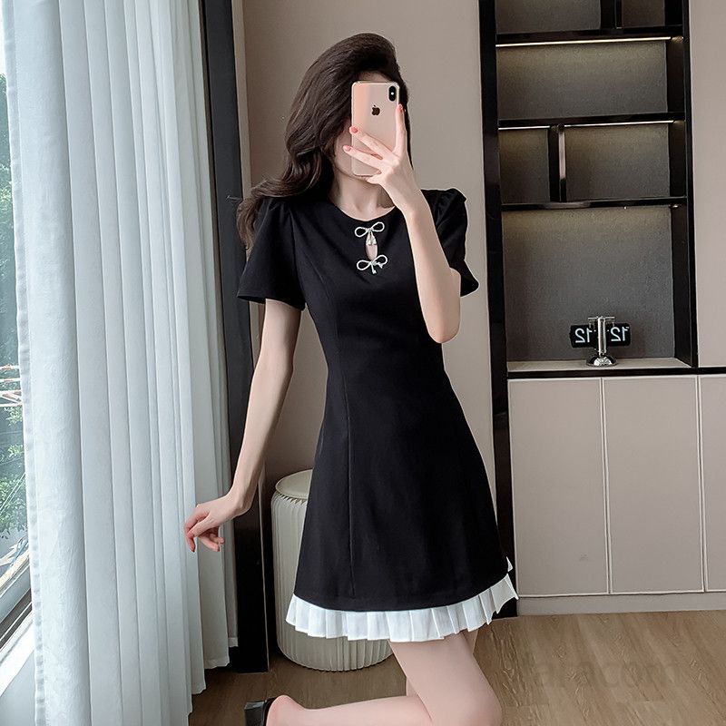 레드 셀러브리티 스타일 슬림 미니드레스 파티룩 여름 결혼식 피로연 드레스 시원한 착용감 매력적인 디자인 데일리 원피스 - 상품 이미지