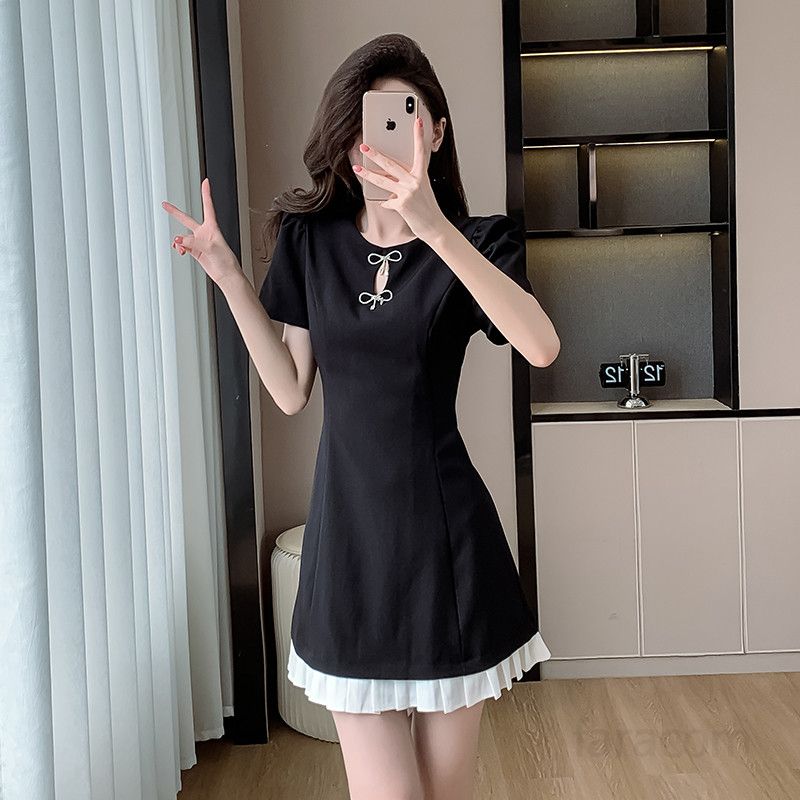 레드 셀러브리티 스타일 슬림 미니드레스 파티룩 여름 결혼식 피로연 드레스 시원한 착용감 매력적인 디자인 데일리 원피스 - 상세 이미지 4