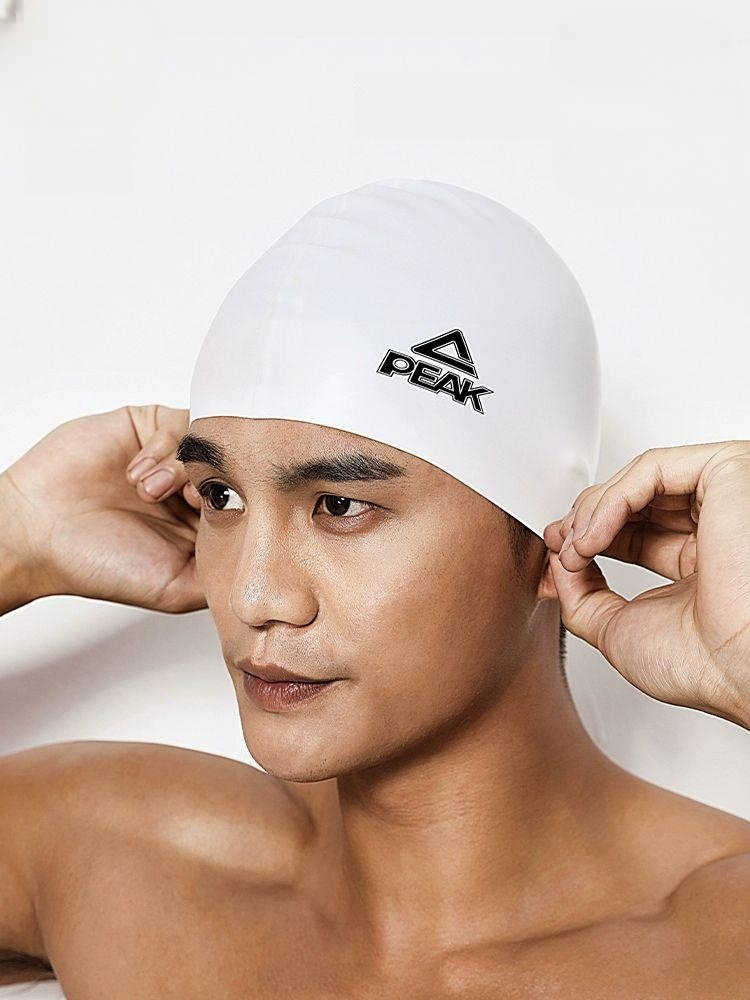 귀덮는 수모 성인 다이빙을 남녀공용 머리 워터에 고탄성 귀마개 여성용 덮는 실리콘수영모 화이트실리콘방수전문편안 - 상품 이미지