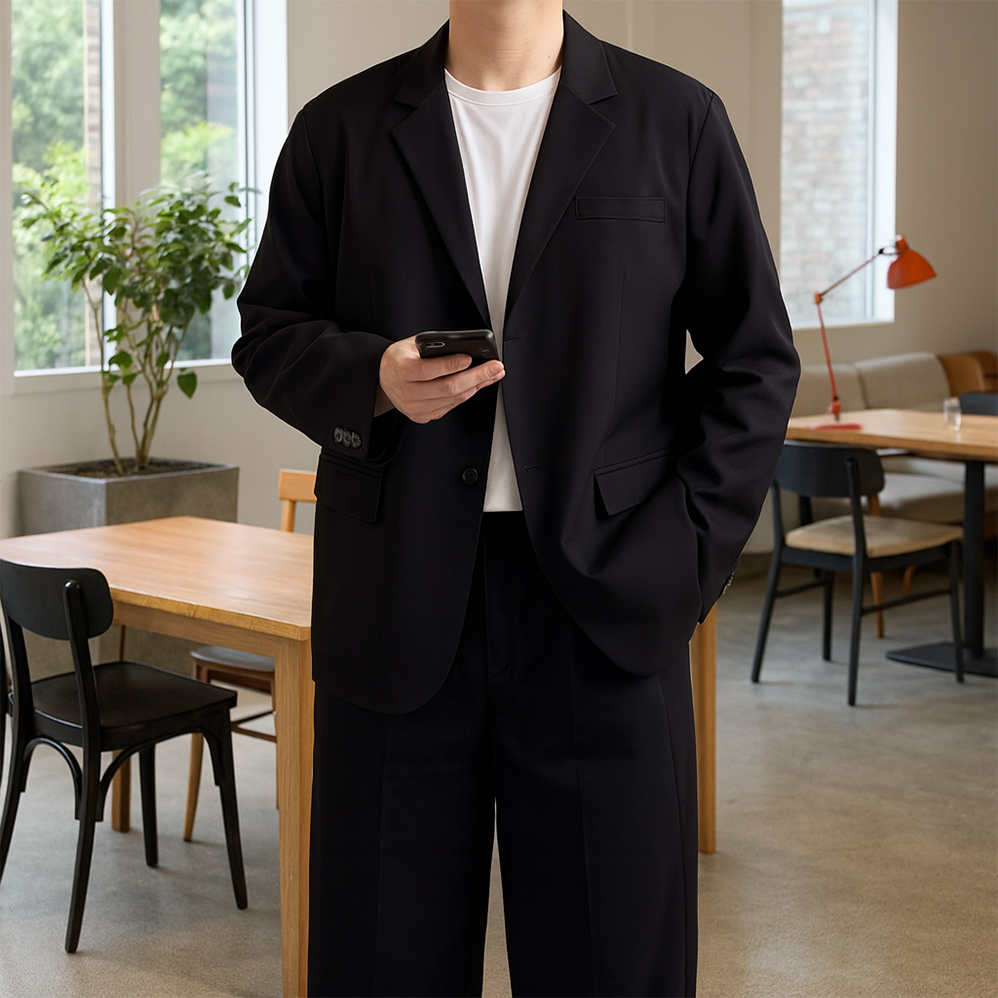 남자봄자켓 오버핏블레이저 정장마이 여름블레이저 - 상세 이미지 4