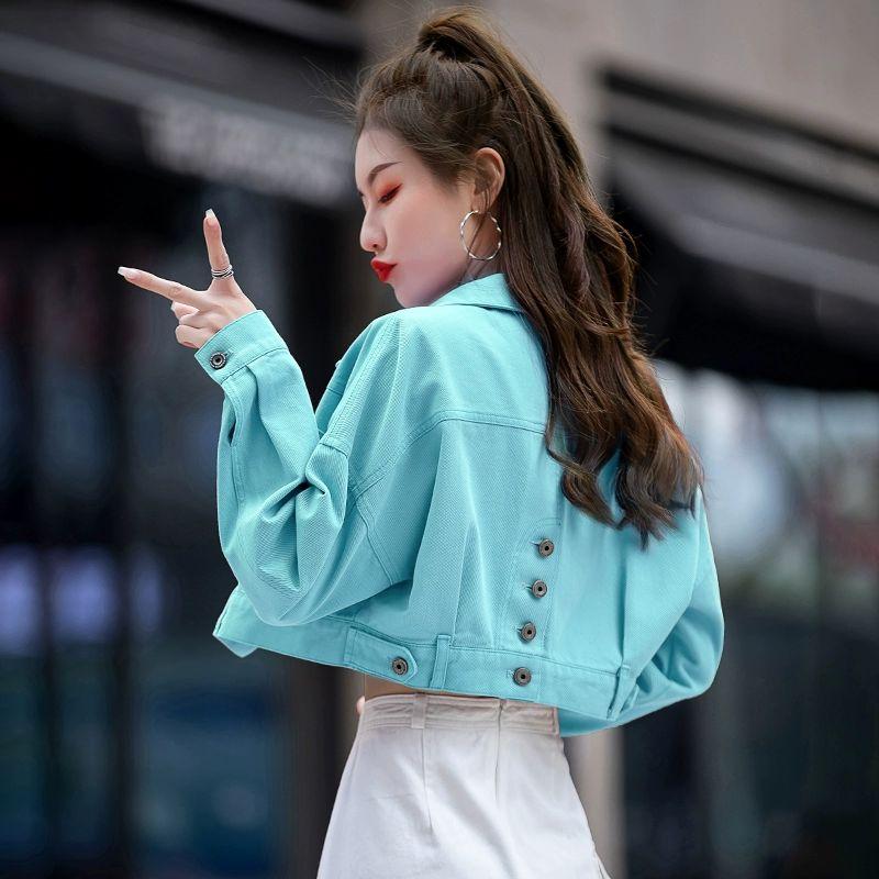 여성 크롭자켓 숏 트위드 바람막이 하객룩 셋업 재킷 청자켓 브이넥 레더 장미핑크 XS 추천체중45.0-50.0kg - 상세 이미지 4