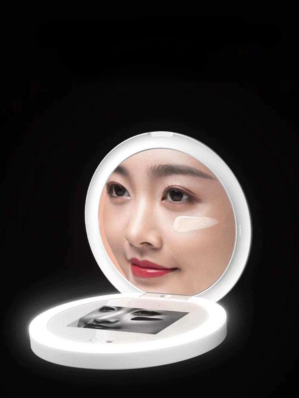 자외선카메라 차단확인 미러 메이크업 차단 UV UV 샴페인골드 원형 거울 고화질 매직 미러 - 상품 이미지
