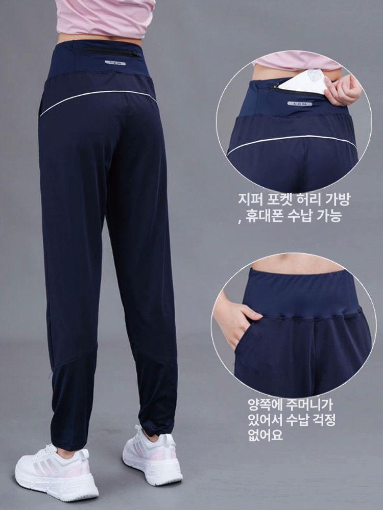 피트니스 캐주얼 바지 러닝 체육관 트레이닝복 휘트니스 팬츠 여성 기능성 신축성 진그레이 봄여름 착용 가능 얇은 버전 M 45.0-50.0kg - 상세 이미지 5