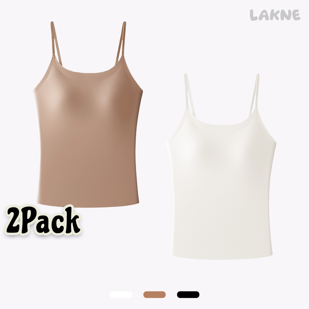 2개세트 여자 심리스 일체형 캡내장 끈 나시 어깨조절 민소매 캐미솔 브라 이너 탑 런닝