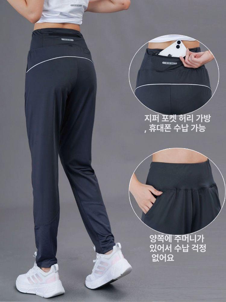 피트니스 캐주얼 바지 러닝 체육관 트레이닝복 휘트니스 팬츠 여성 기능성 신축성 진그레이 봄여름 착용 가능 얇은 버전 M 45.0-50.0kg - 상세 이미지 3