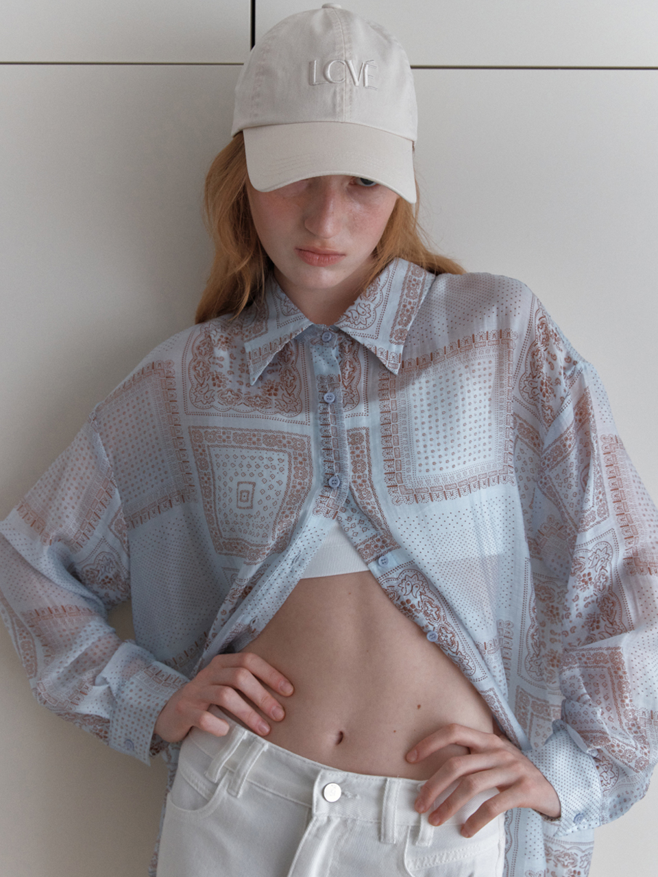 [엘씨브이] LCVE LOGO WASHED COTTON BALL CAP_IVORY 이미지 6