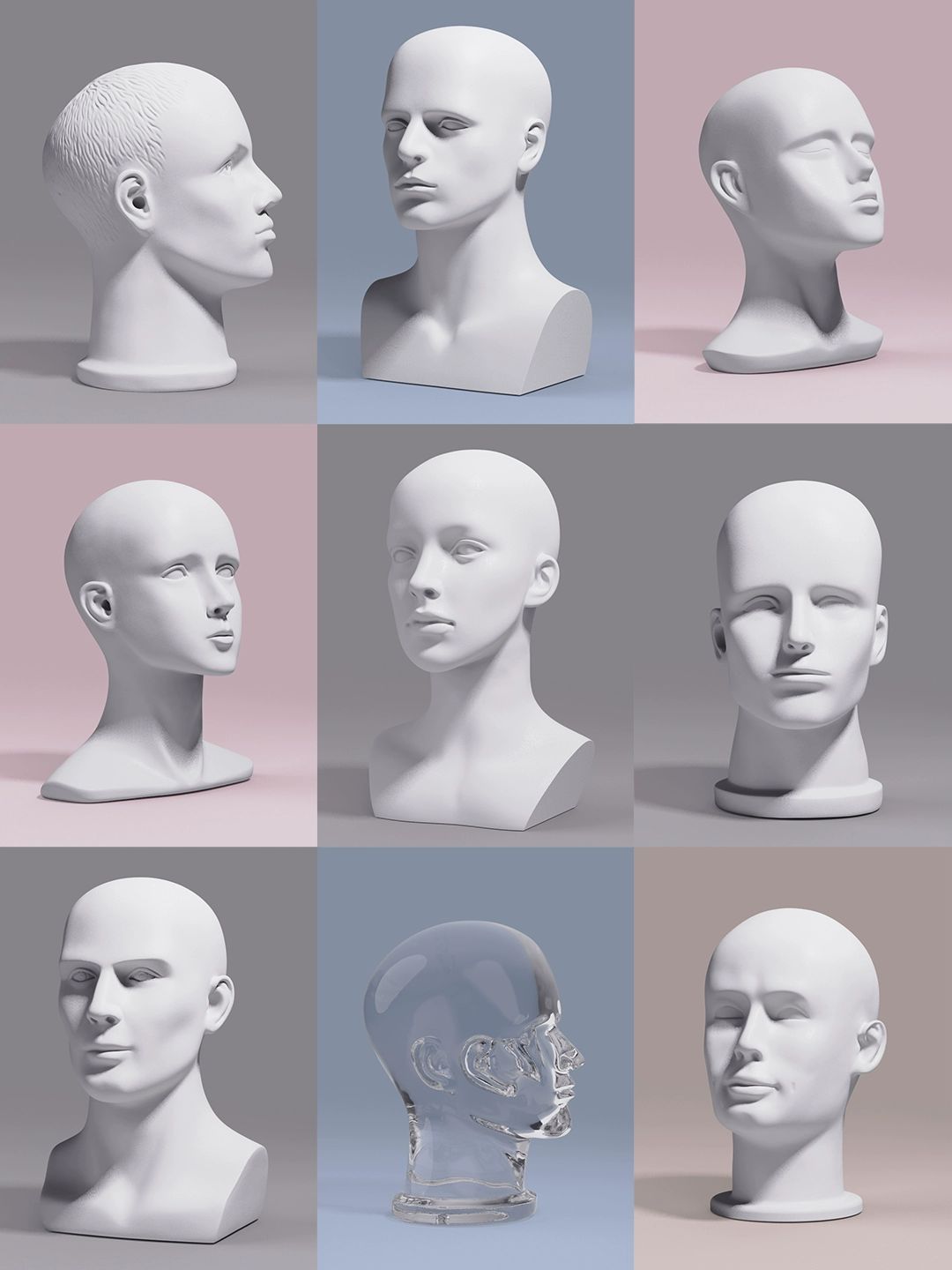 머리 마네킹 가발 붙임 헤어피스용 디스플레이 머리마네킹 두상마네킹 가발마네킹 두피마네킹 남성 1형 무광 56.5CM 두꺼운 - 상품 이미지