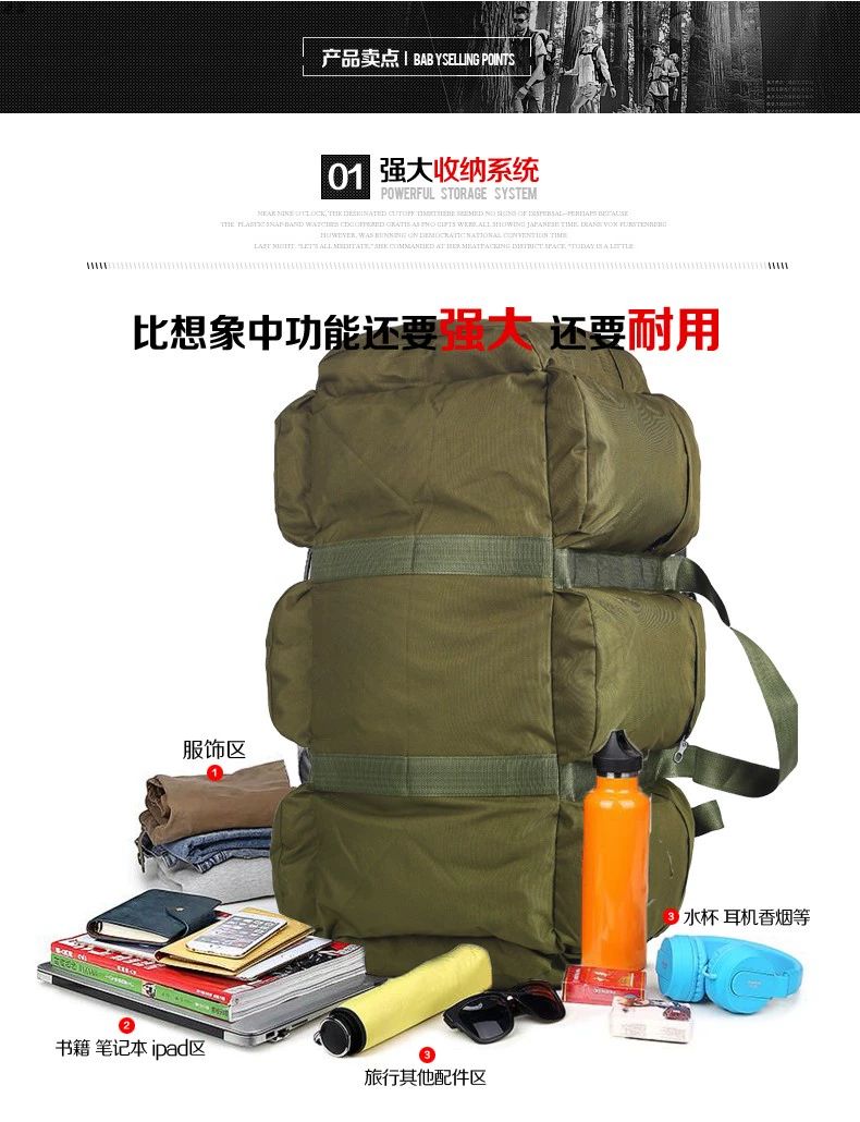 대형 군용 더블백 의류대 더플백 백팩 여행용 밀리터리 올리브그린 두꺼운 옥스포드 - 상세 이미지 4