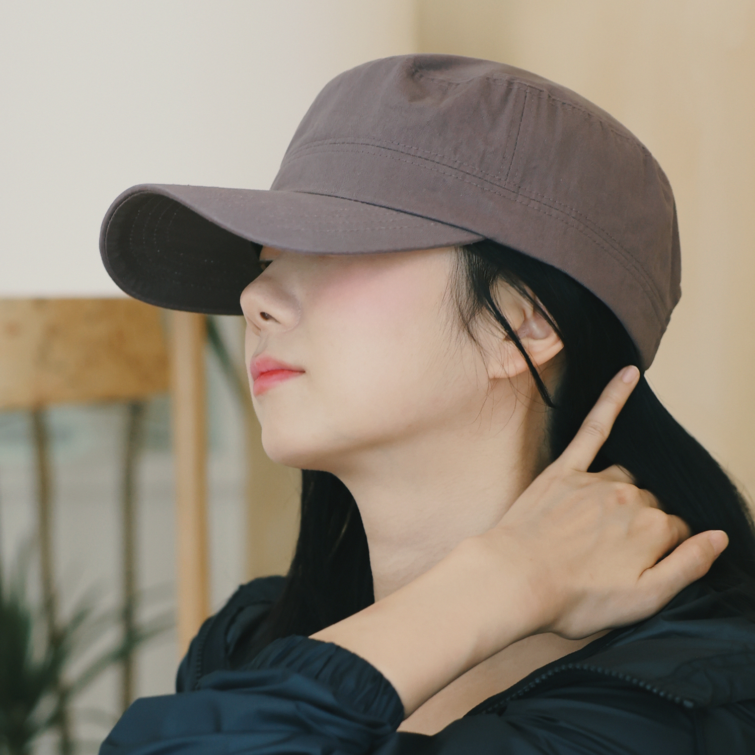 국내생산 빅사이즈 밀리터리 코튼 군모 남자 큰머리 대두모자 여성 빈티지 스타일 군인모자 - 상세 이미지 3
