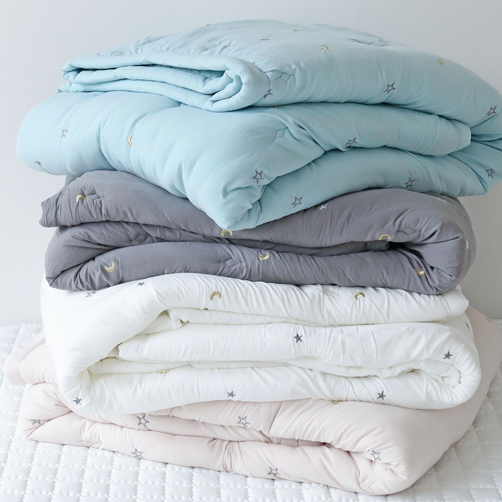 별 달 자수 먼지없는 몽글몽글 워싱 마이크로 소프트 피치스킨 봄 가을 간절기 차렵이불 SS