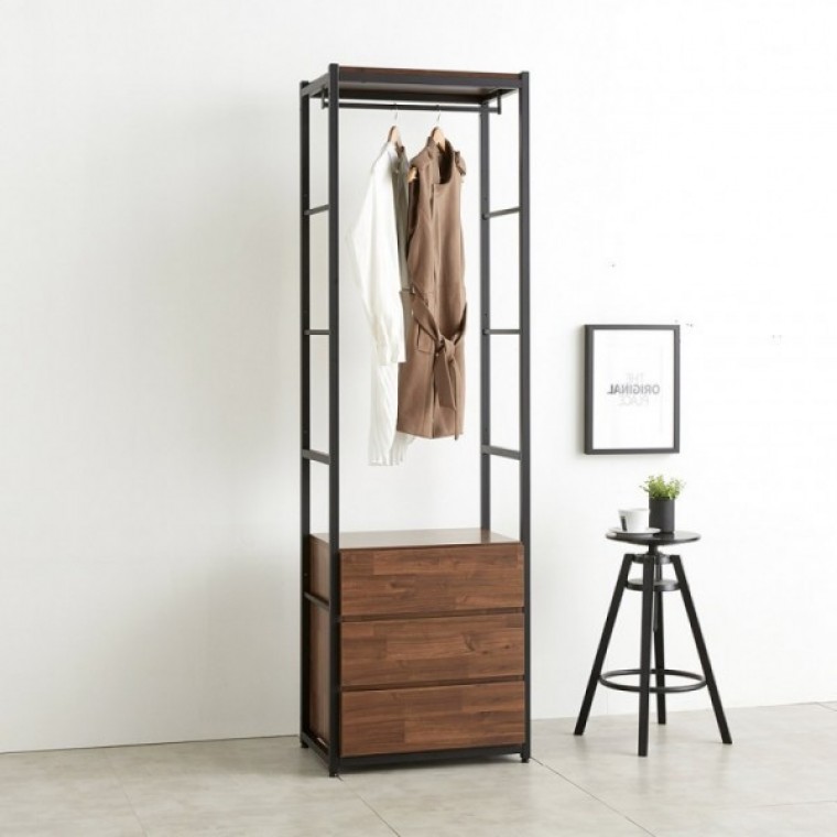 가구산책 4605 3단서랍 수납 철제선반 행거시스템장 RV927