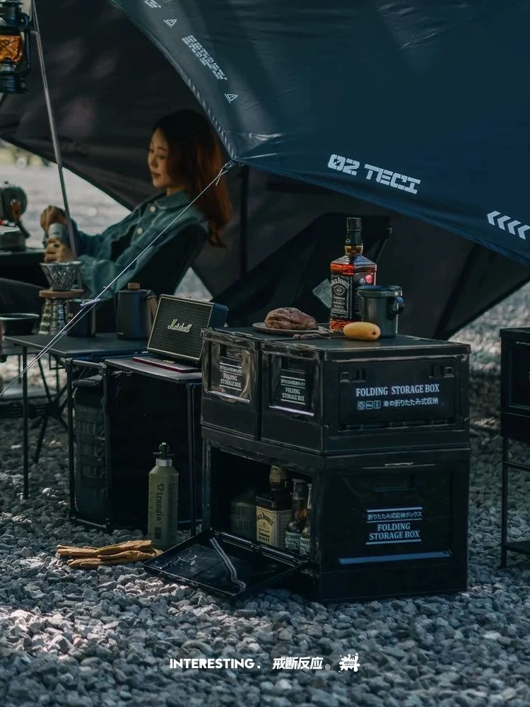 솔비에 캠박스 접이식 폴딩 보관함 캠핑차박 케이스 테이블 상판 5. 45L 블랙 무인쇄 이미지 6