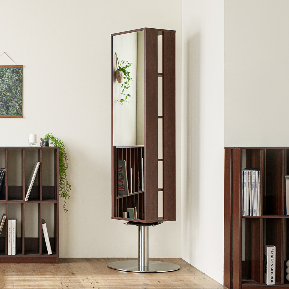 파레드 5단 회전 책장 전신거울 수납장 선반 옷장