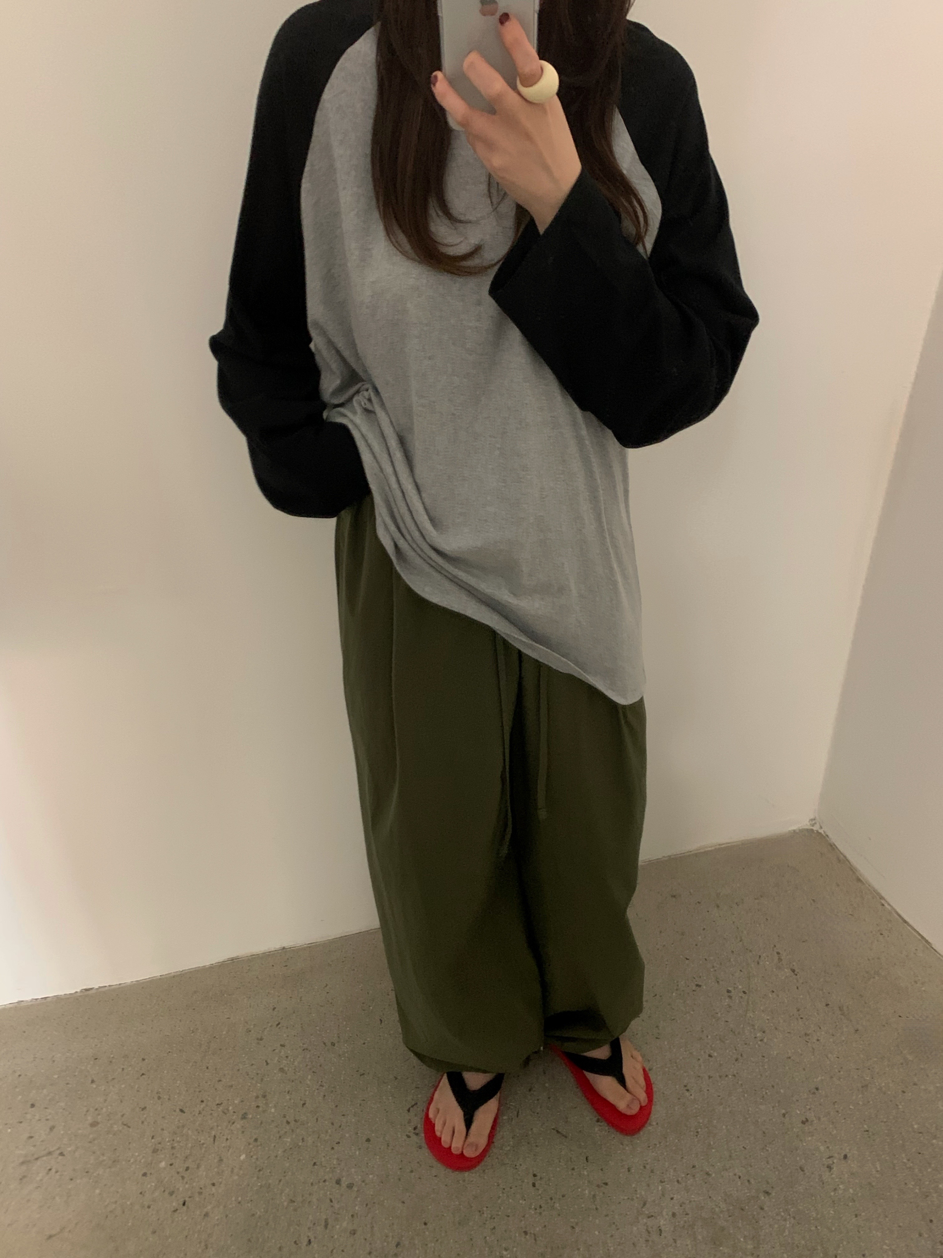[당일발송] 바스켓 레글런 배색 티셔츠 루즈핏 데일리 라운드넥 나그랑티 (3c) - 상세 이미지 3