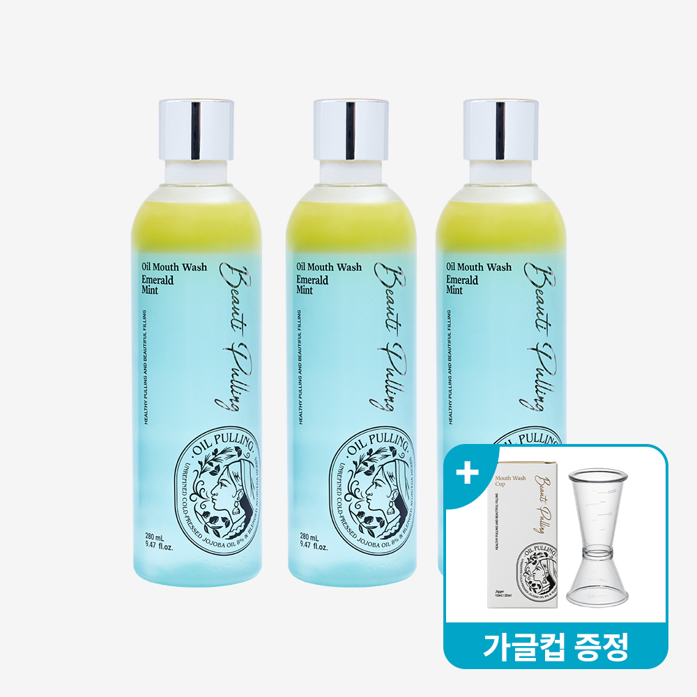 동국제약 뷰티풀링 오일가글 에메랄드민트 / 오일마우스워시 280ml, 3개 - 상품 이미지