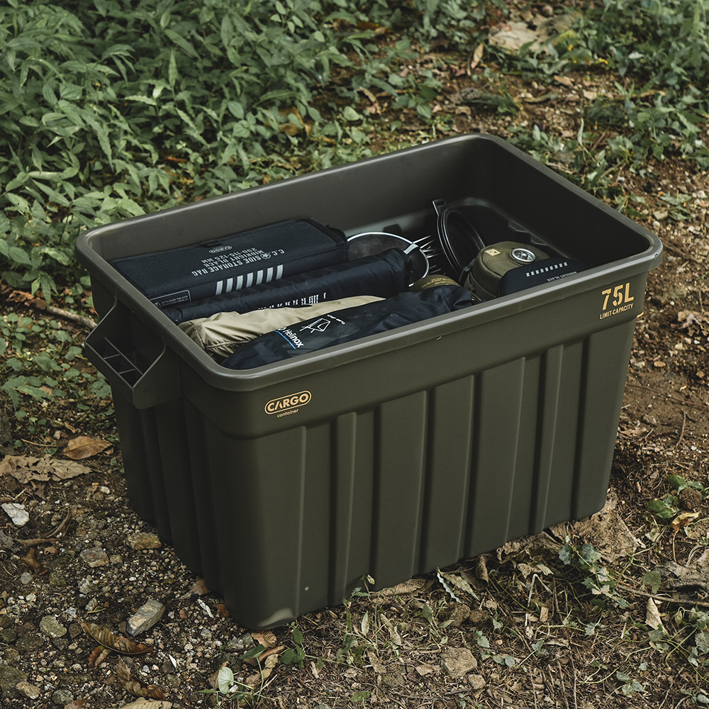 카고컨테이너 실드 박스 75L 캠핑 수납 정리함 다용도 트렁크 카키