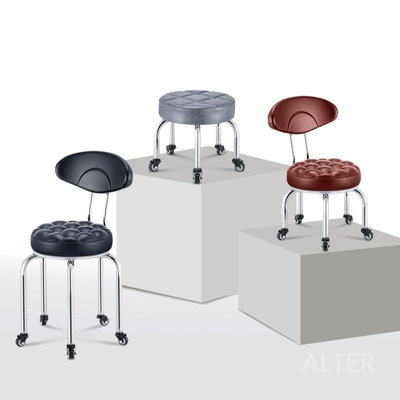 이동식 앉은뱅이 의자 작업용 좌식 바퀴 등받이 검정 물결무늬 22cm - 상세 이미지 3