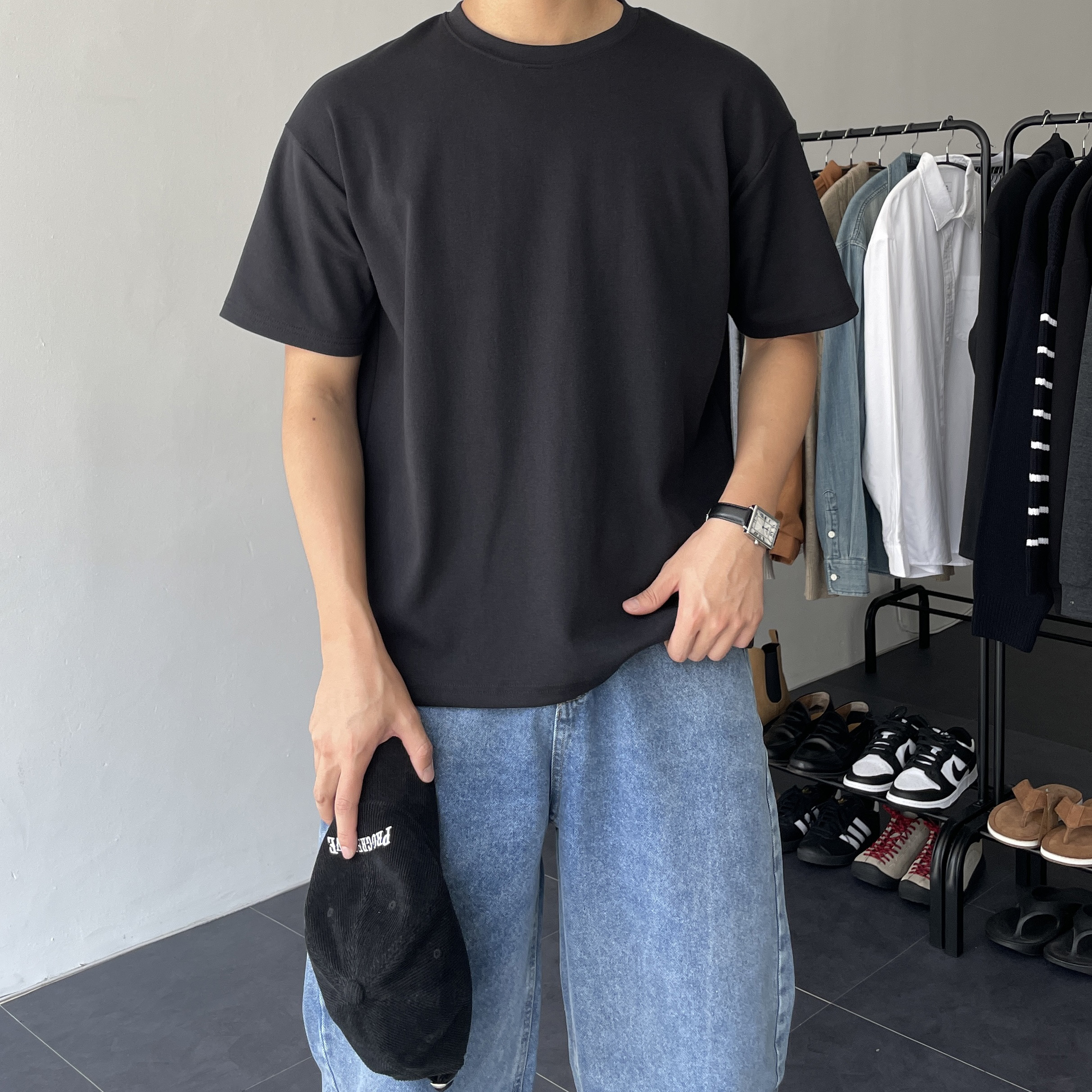 1+1 흰색반팔티 남자레이어드티 두꺼운반팔 이미지 7