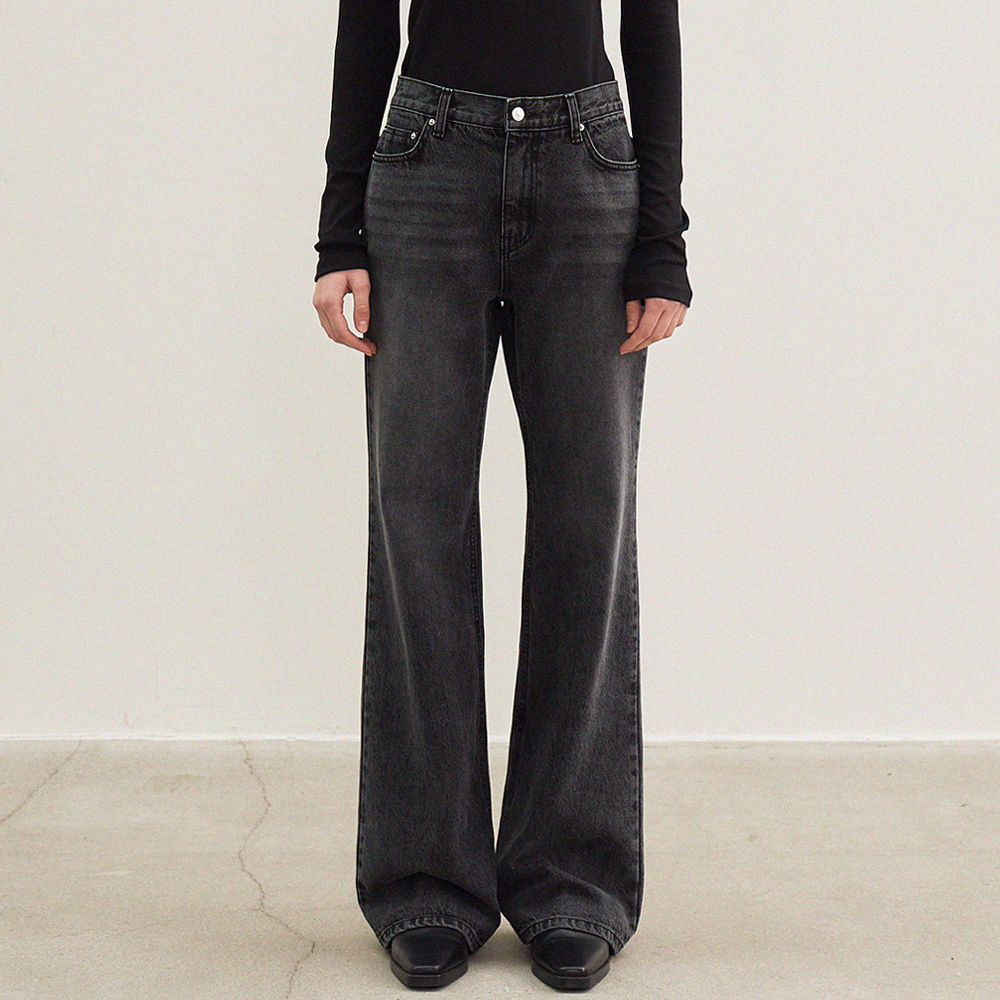 boots cut black denim pants (black) - 상품 이미지